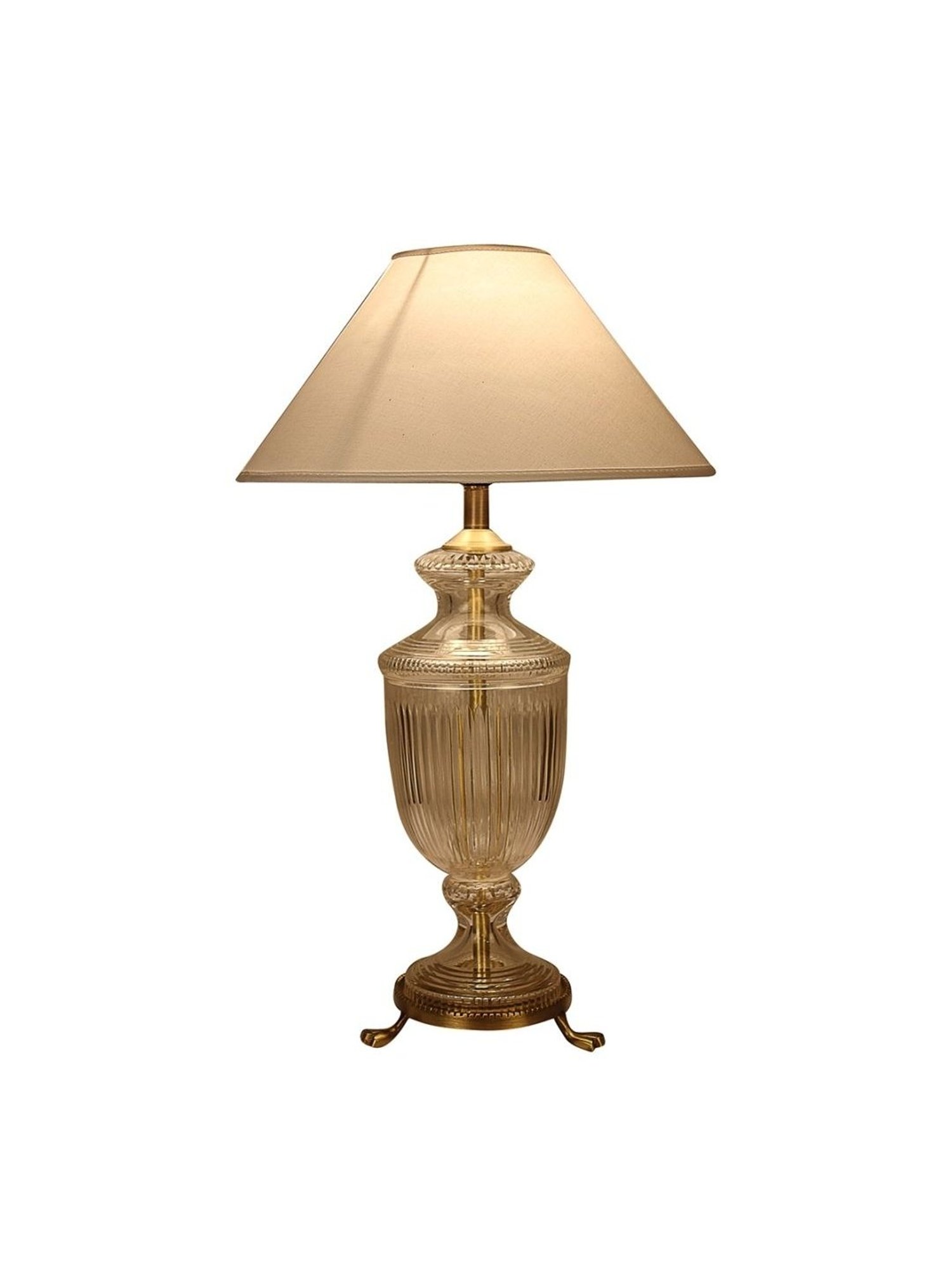 Kapoor Lamp Shades Transparent & White Glass Oleana Cotton Shade Table Lamp