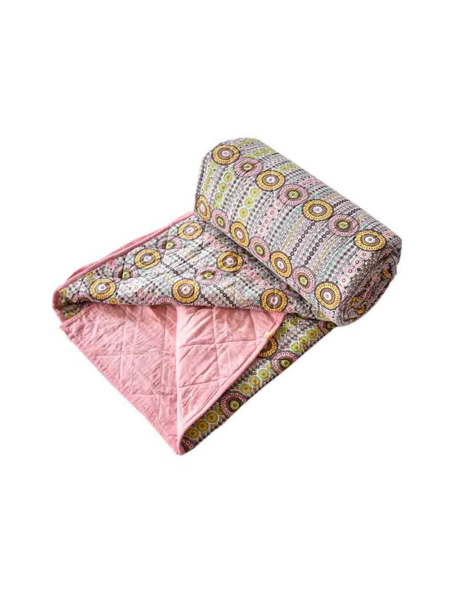 Fanusta Manzhar Multicolor 180 TC Mulmul Jaipuri Rajai - Set of 1