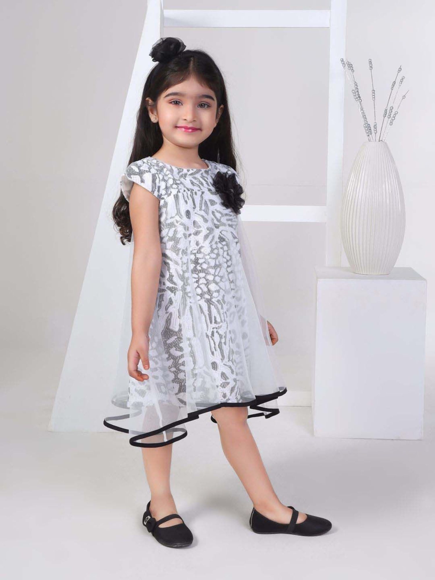 Peppermint Girls Black Shimmer Dress
