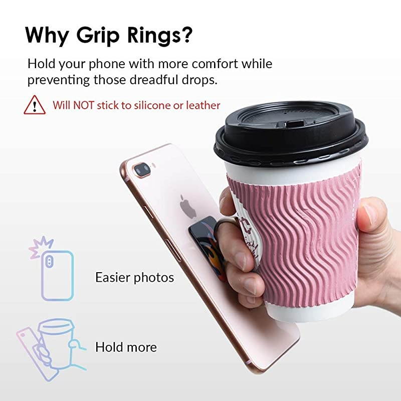 Cell Phone Ring Holder Finger Ring Stand Improves Phone Grip Compatible with iPhone Galaxy and Most Cases Except SiliconeLeather Pink Unicorn