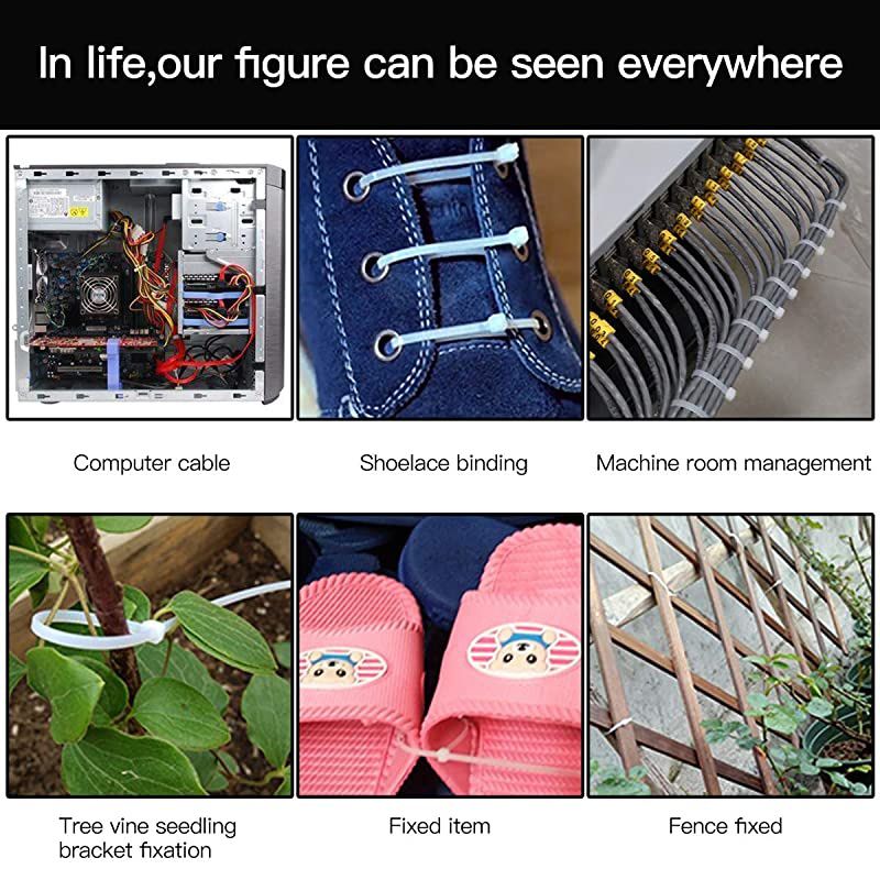 Zip Ties Nylon Self Locking Wire Tie 4 inch 200 Pieces White