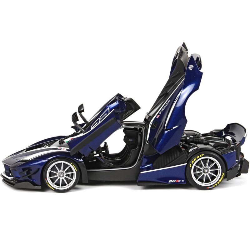 Ferrari FXXK Evo #27 Peter Mann Blue Tour de France with Black Top 1/18 Diecast Model Car by BBR