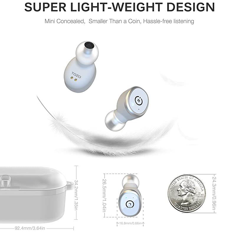 T10 Bluetooth 50 Wireless Earbuds with Wireless Charging Case IPX8 Waterproof TWS Stereo Headphones inEar Builtin Mic Headset Premium Sound with Deep Bass for Sport White