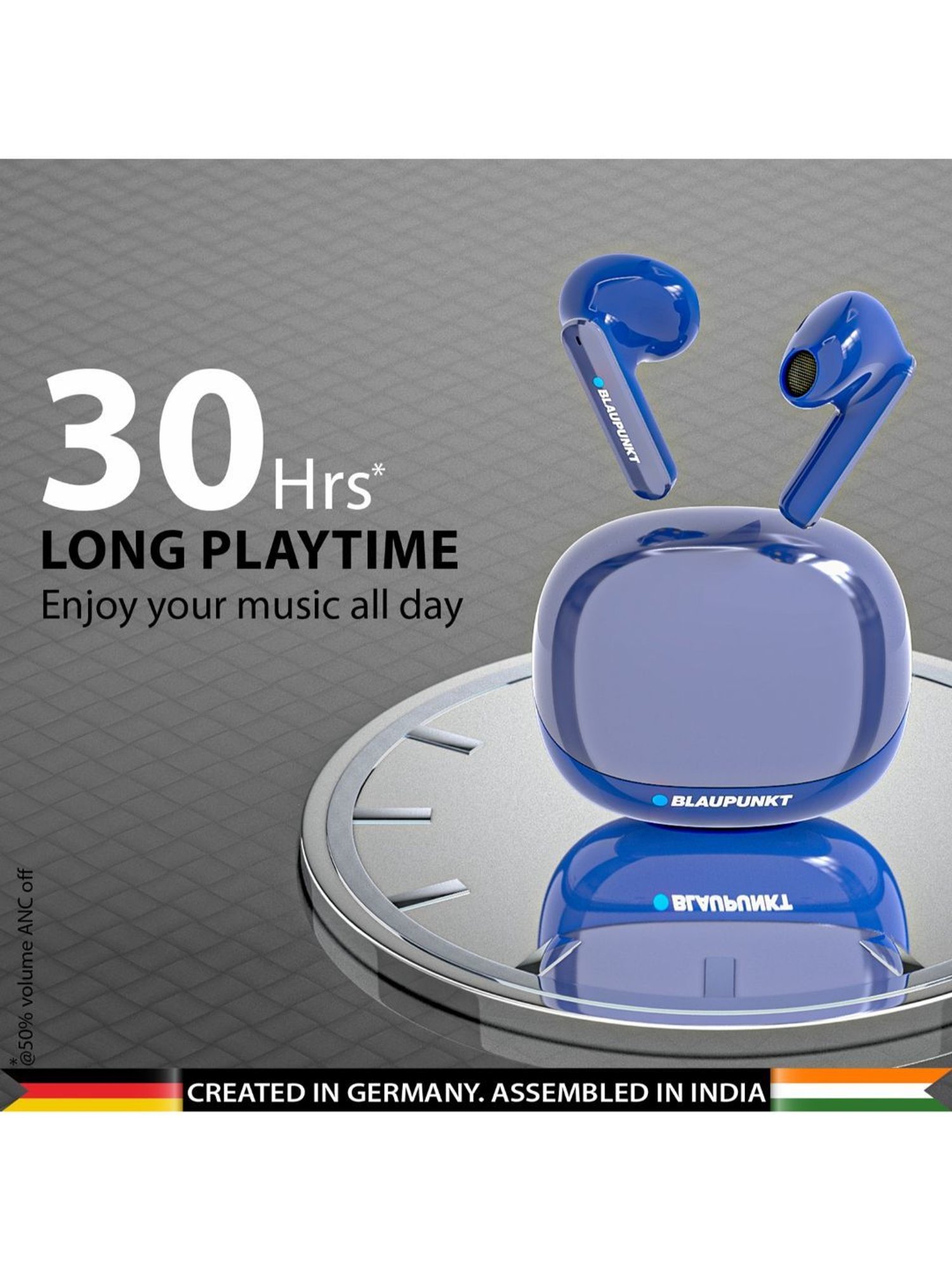 Blaupunkt BTW12 Khrome Bassbuds with 30H Playtime & Turbovolt Charging (Blue, True Wireless)