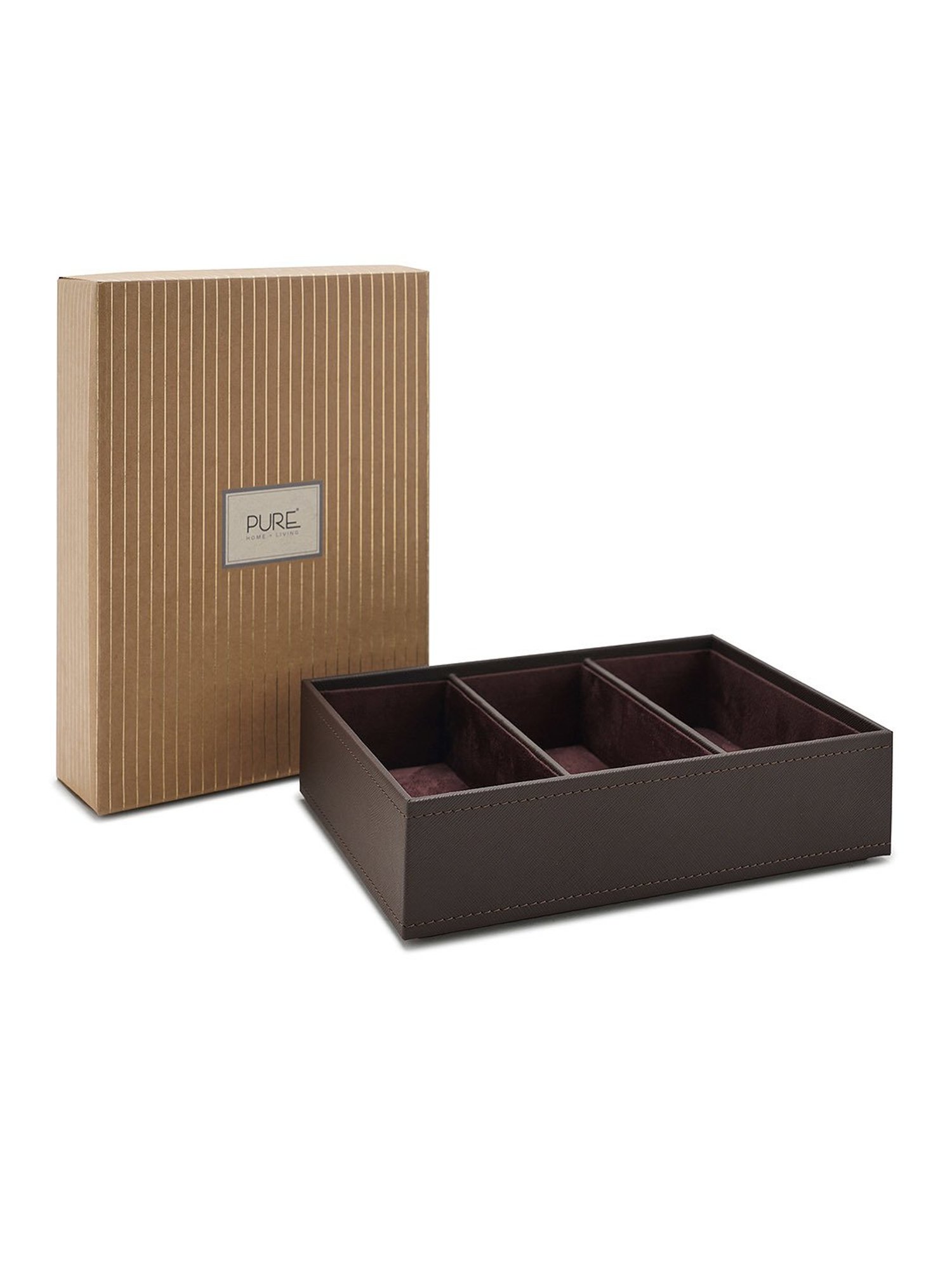 Pure Home and Living Brown Leather Solid Organisers