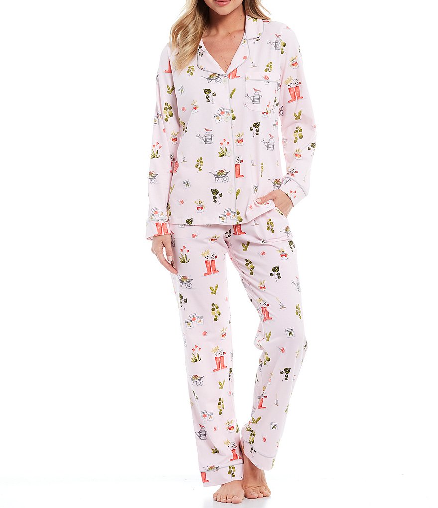 BedHead Pajamas Green Thumb Printed Jersey Knit Coordinating Pajama Set