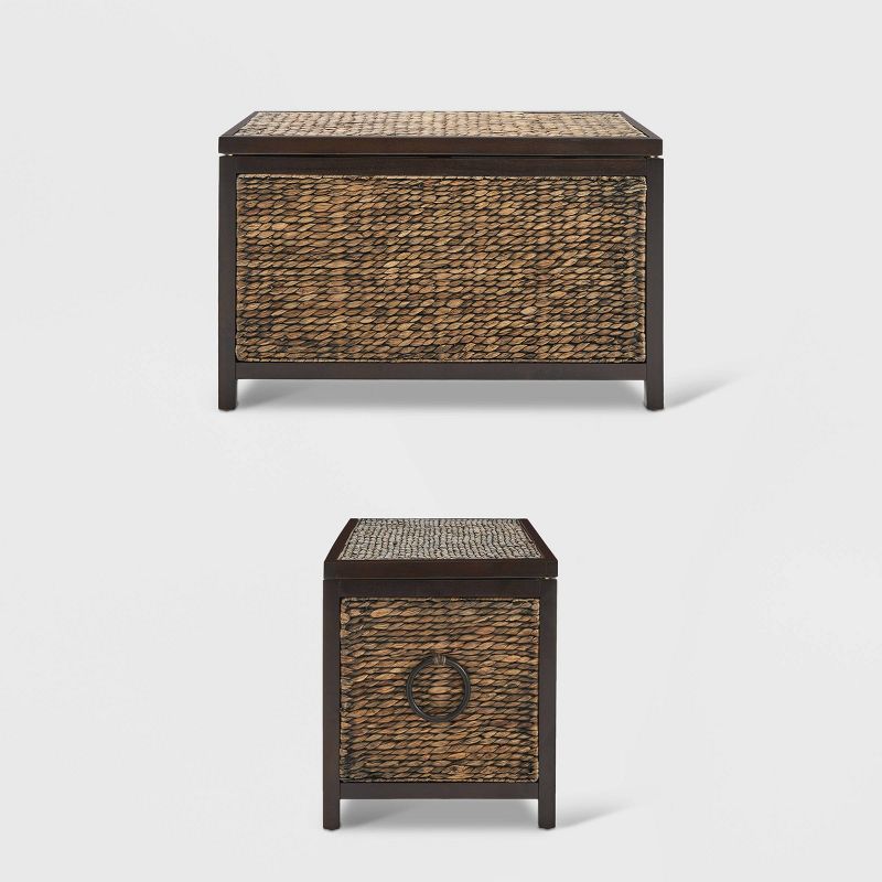 Wilson Storage Trunk Rustic Wicker Black - ClickDecor