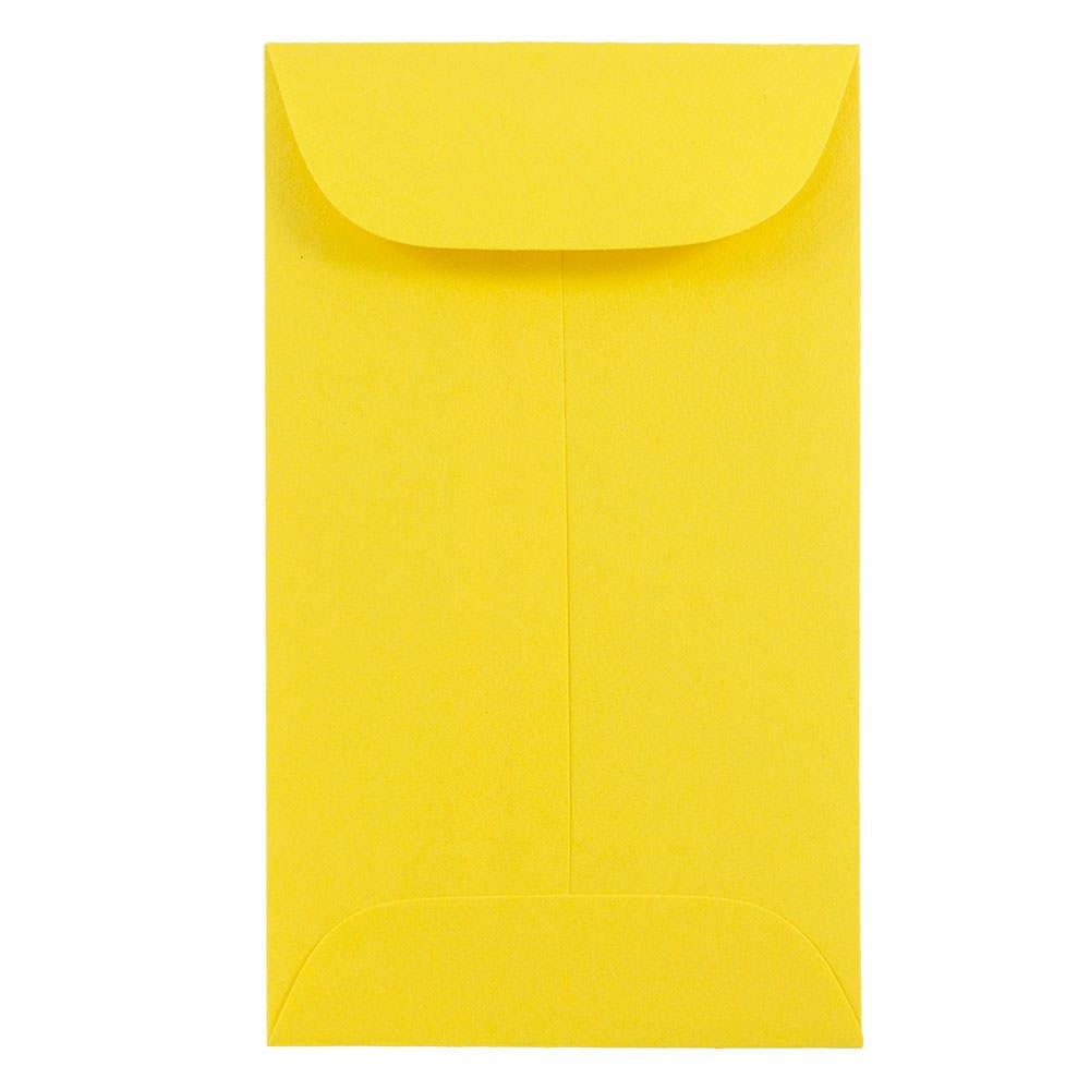 JAM PAPER #5.5 Coin Colored Business Envelopes - 3 1/8 x 5 1/2 - Yellow Recycled - 50/Pack