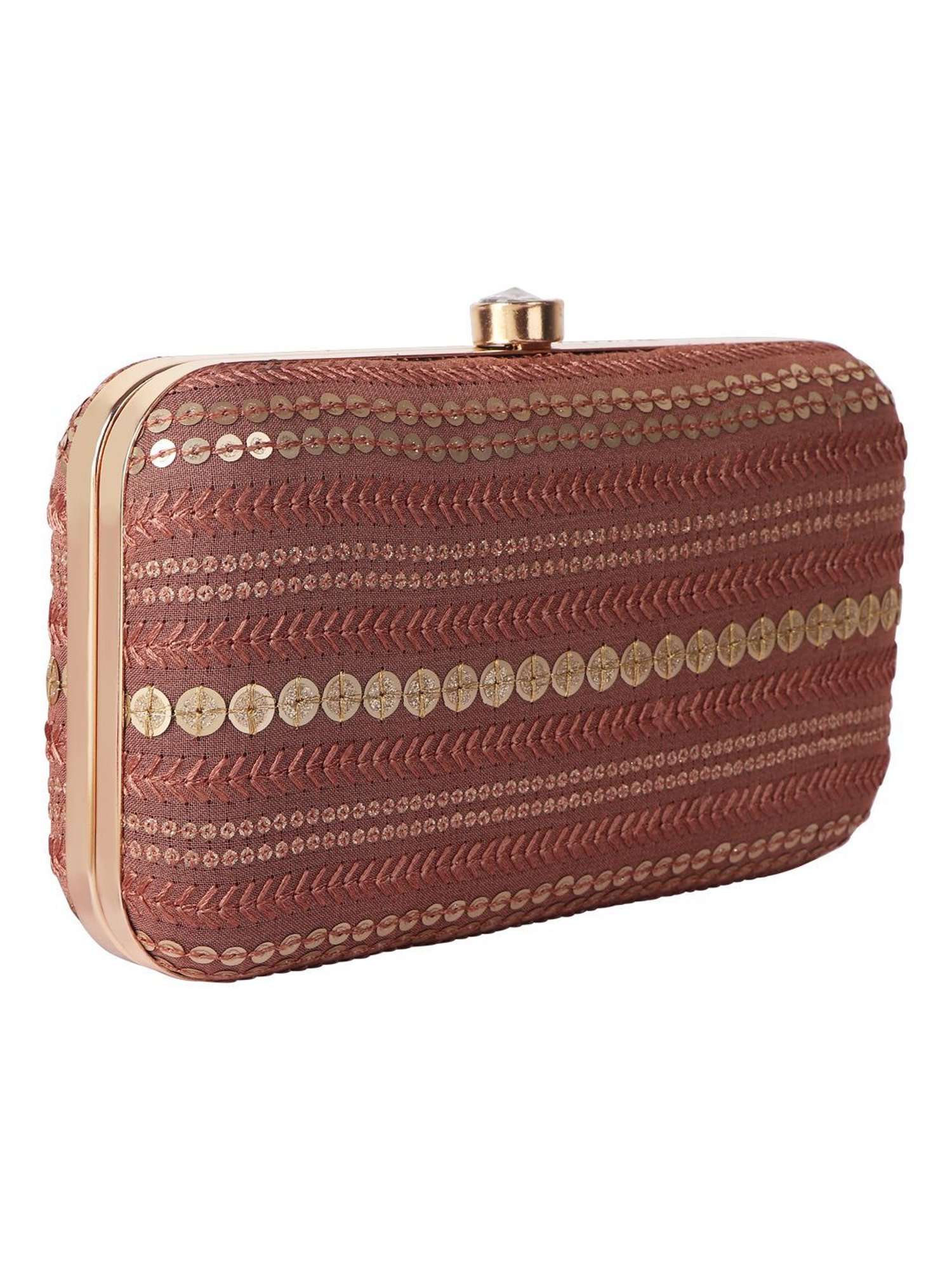 Horra Dusty Brown Embellished Clutch