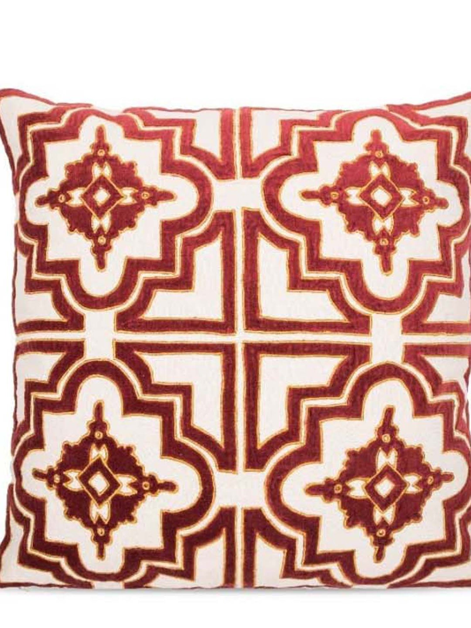 Home4U Alber Red Velvet & Linen Cushion Cover - Set of 1