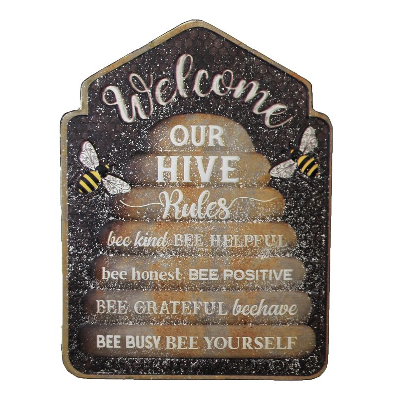Home & Garden 21.5" Welcome Bee Hive Sign Bumble Home Decor Direct Designs International  -  Wall Sign Panels