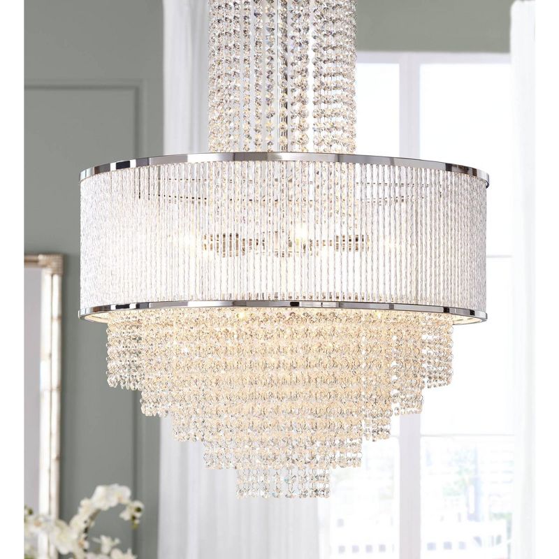Vienna Full Spectrum Chrome Crystal Pendant Chandelier 23 1/2" Wide Modern 5-Light Fixture for Dining Room House Foyer Kitchen