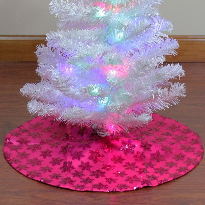 Northlight 20" Pink Sequin Snowflake Mini Christmas Tree Skirt