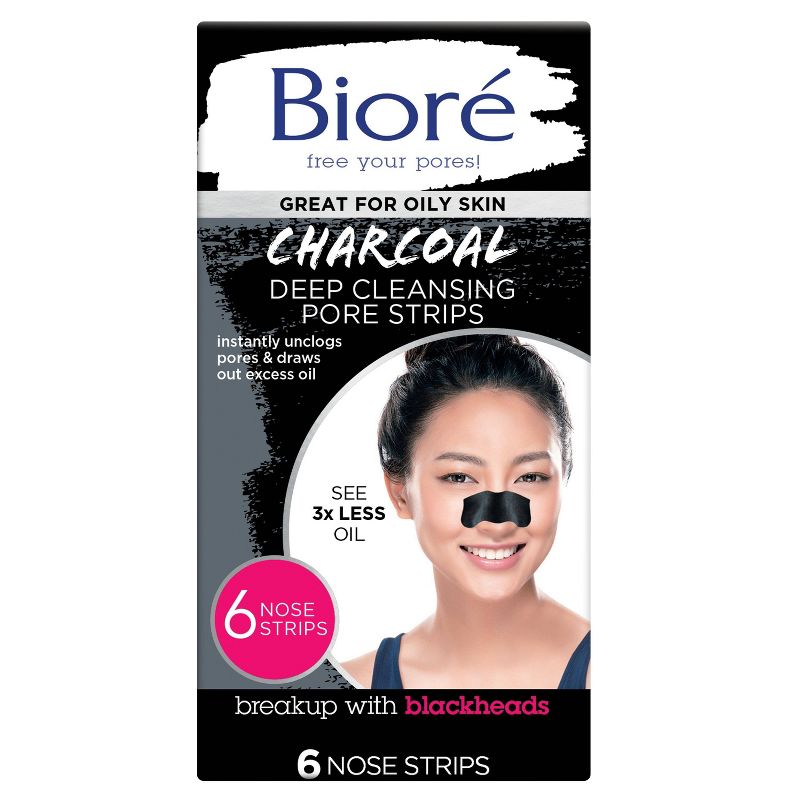 Biore Charcoal Deep Cleansing Pore Strips Pore - 6ct