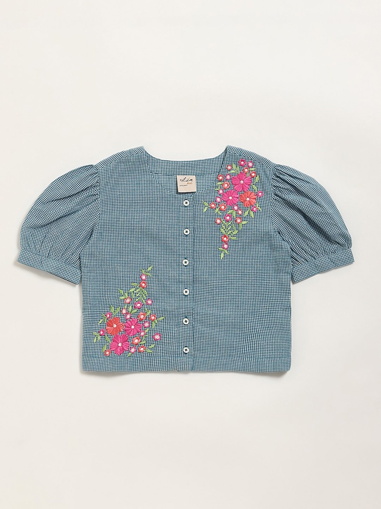 Utsa Kids by Westside Blue Checks Design Cotton Top