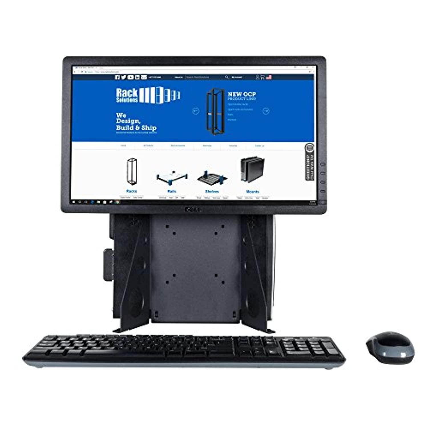 racksolutions all-in-one adjustable universal desktop computer and monitor stand with vesa mount
