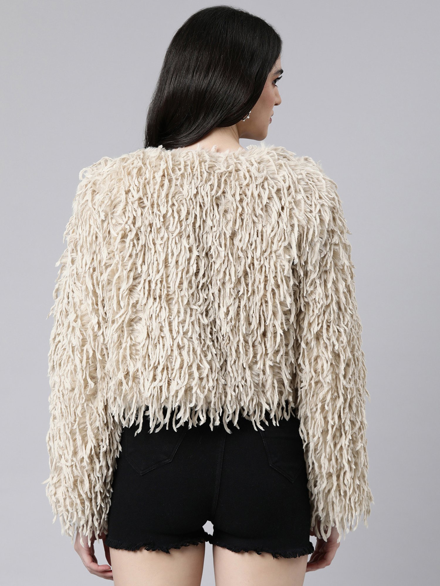 SHOWOFF Beige Crop Shrug