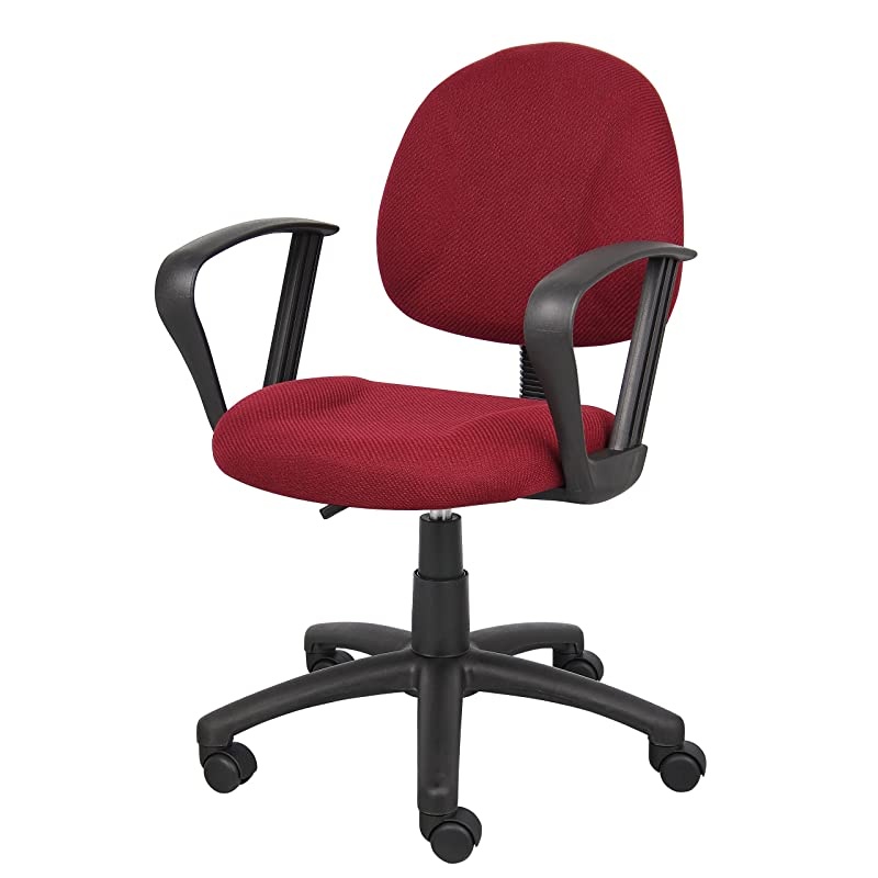 Perfect Posture Delux Fabric Task Chair with Loop Arms in Burgundy