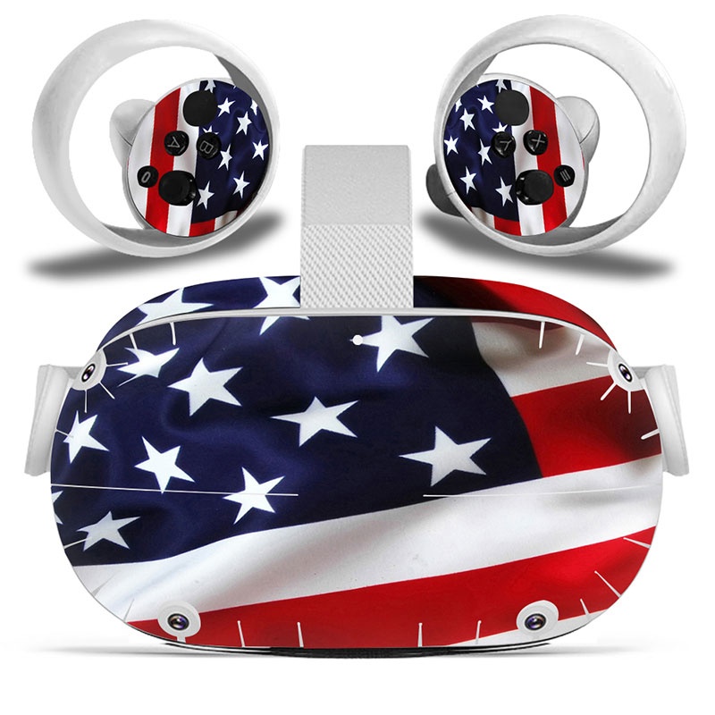 Amify Vinyl Skin Sticker for Oculus Quest 2 VR Headset Controller PVC Decals Cute Cartoon Wrap Cover for Oculus Quest 2 Accessories