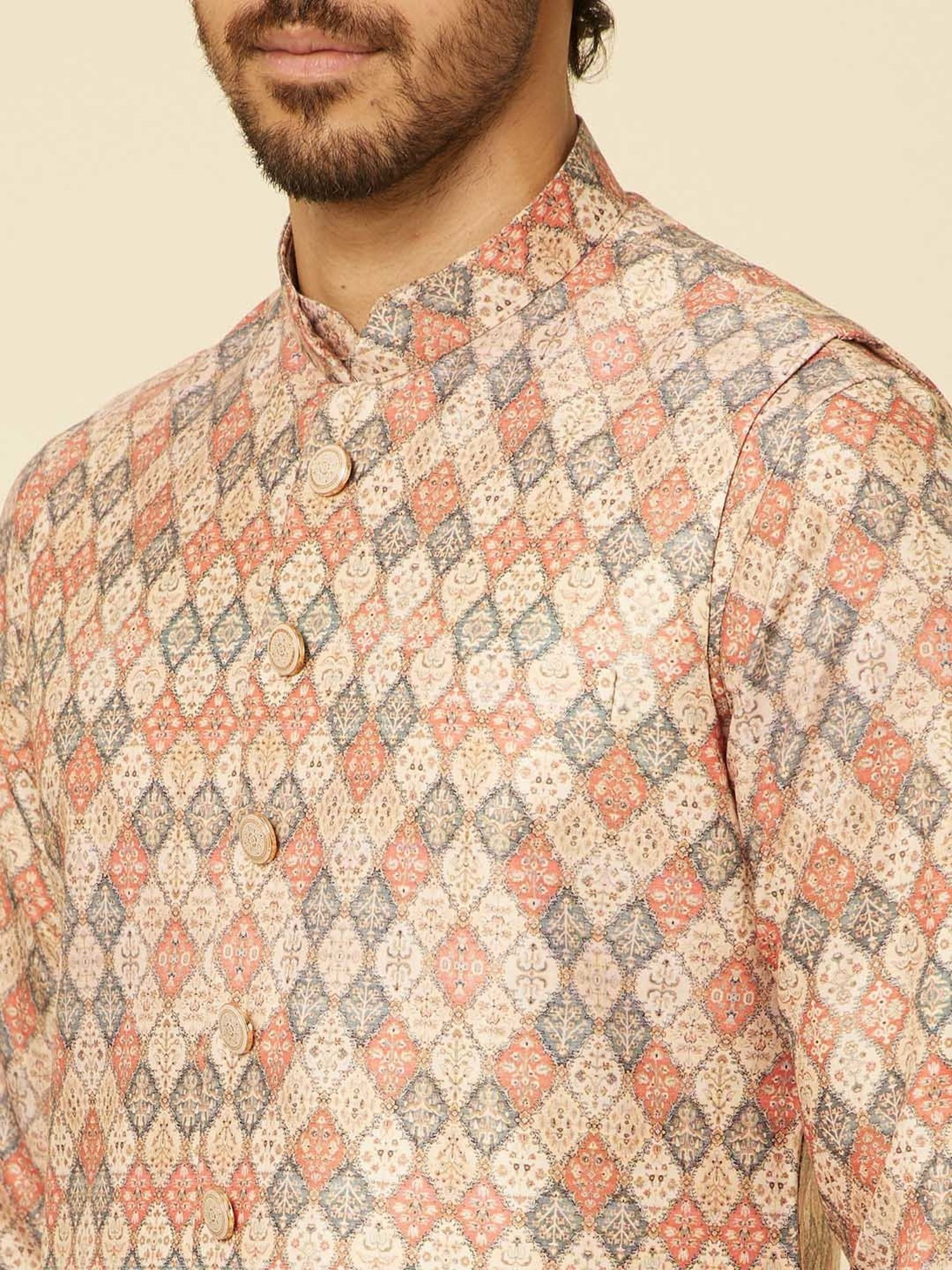 Manyavar Multicolor Regular Fit Printed Nehru Jacket