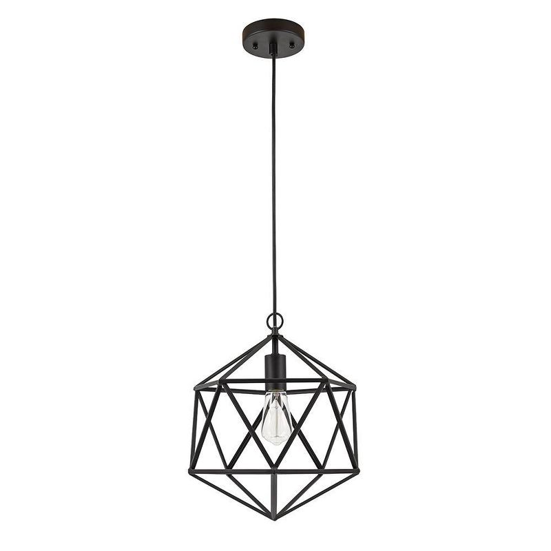 12.5" Metal Geometric Open Cage Mini Pendant Black - Cresswell Lighting