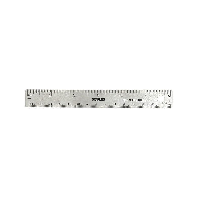 Staples 6" Stainless Steel Ruler with Non Slip Cork Base (51900) 