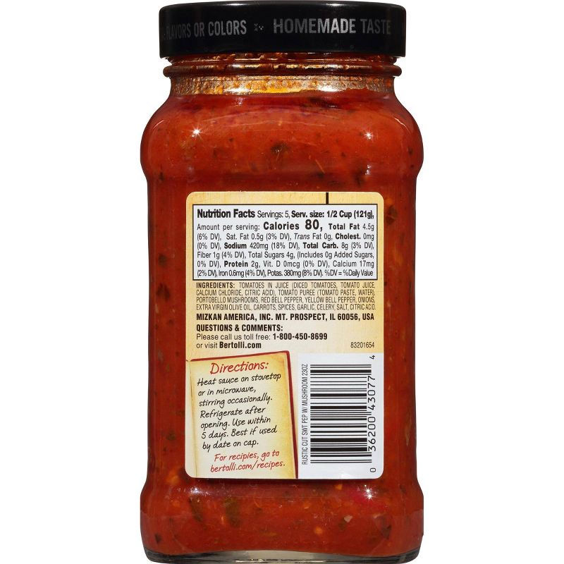 Bertolli Rustic Cut Pasta Sauce Sweet Peppers & Portobello Mushrooms - 24oz