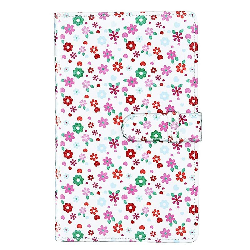 Floral Wallet PU Leather Photo Album Compatible with Fujifilm Instax Mini 11 9 8 90 8+ 26 Instant Camera Film, Polaroid Snap Zip Z2300 PIC-300 Film (White Floral)