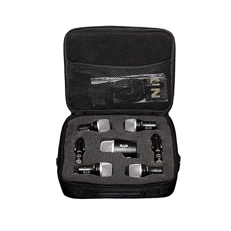 Stage7 Premium 7-Piece Drum Instrument Mic Pack with Vinyl Carrying Case + 7 On Stage Microphones Cables, 20 Feet