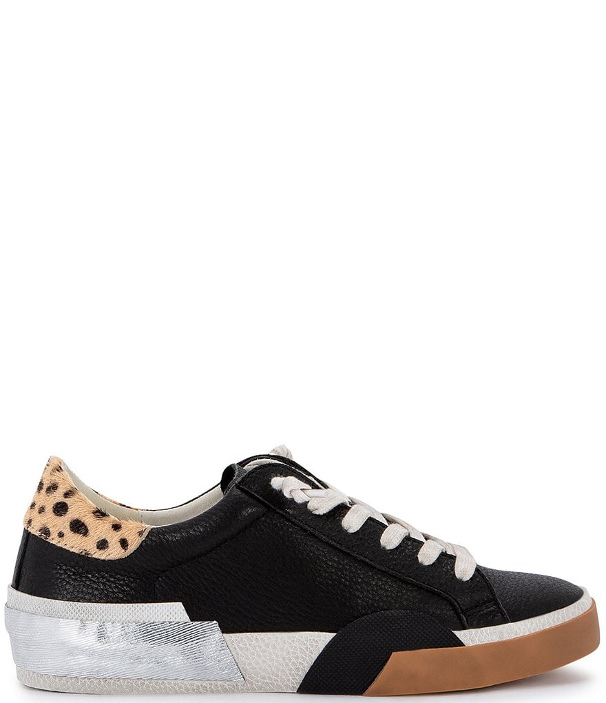 Dolce Vita Zina Leather Leopard Print Calf Hair Accent Sneakers