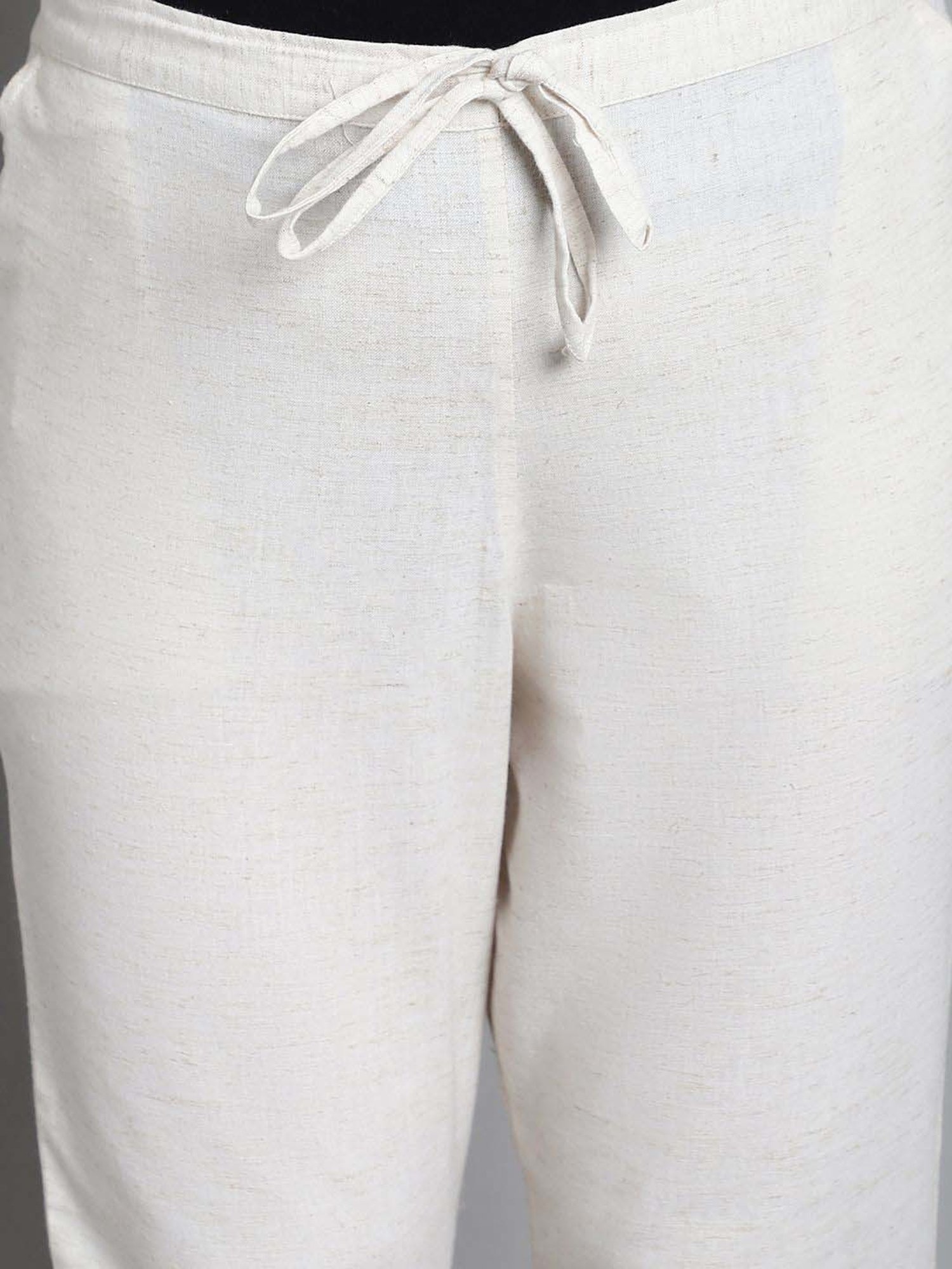 Moms Maternity White Cotton Mid Rise Maternity Trousers