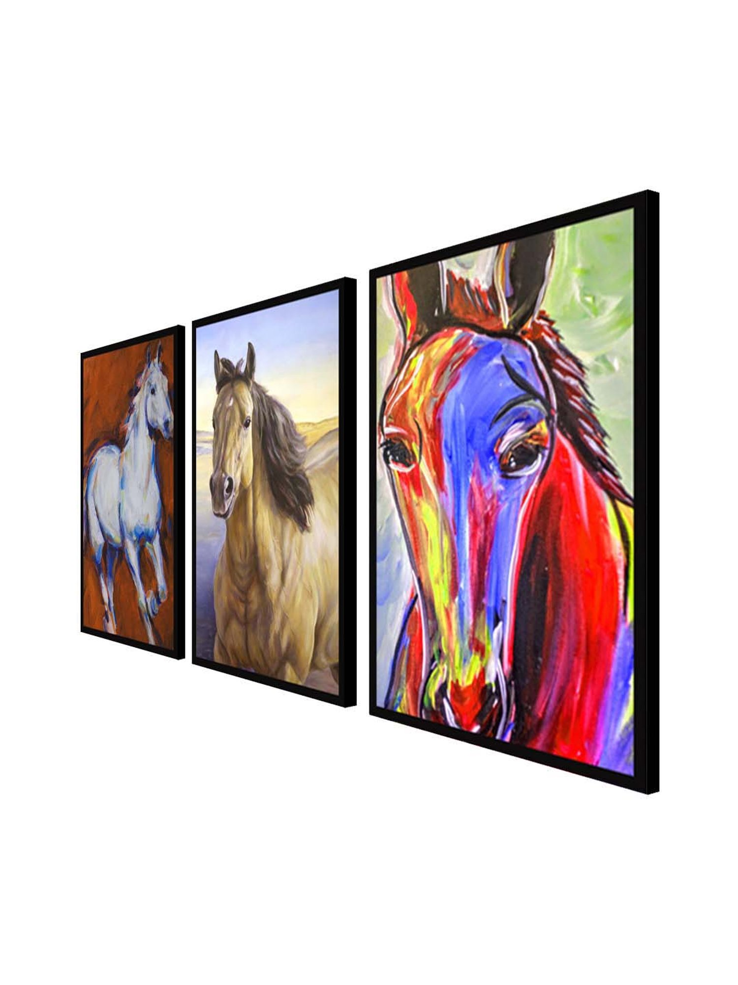 999store Multicolor Printed Trees Painting Set Of 3