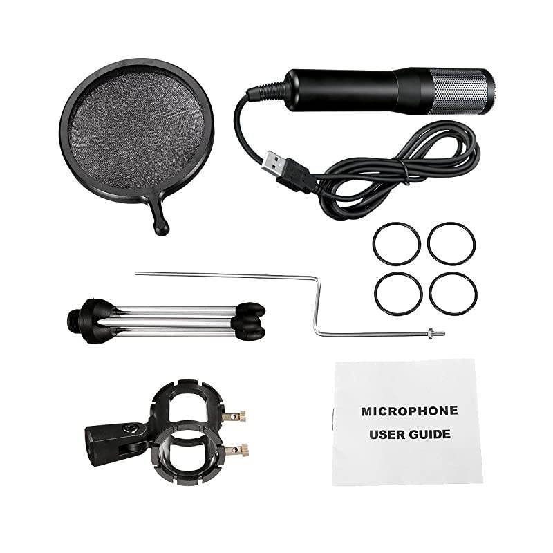 USB Microphone  Computer Microphone, Gaming Microphone for PC, Plug and Play Home Studio Microphone, Condenser Microphone for YouTube,Facebook,Skype,Google Search,Podcasting, Games