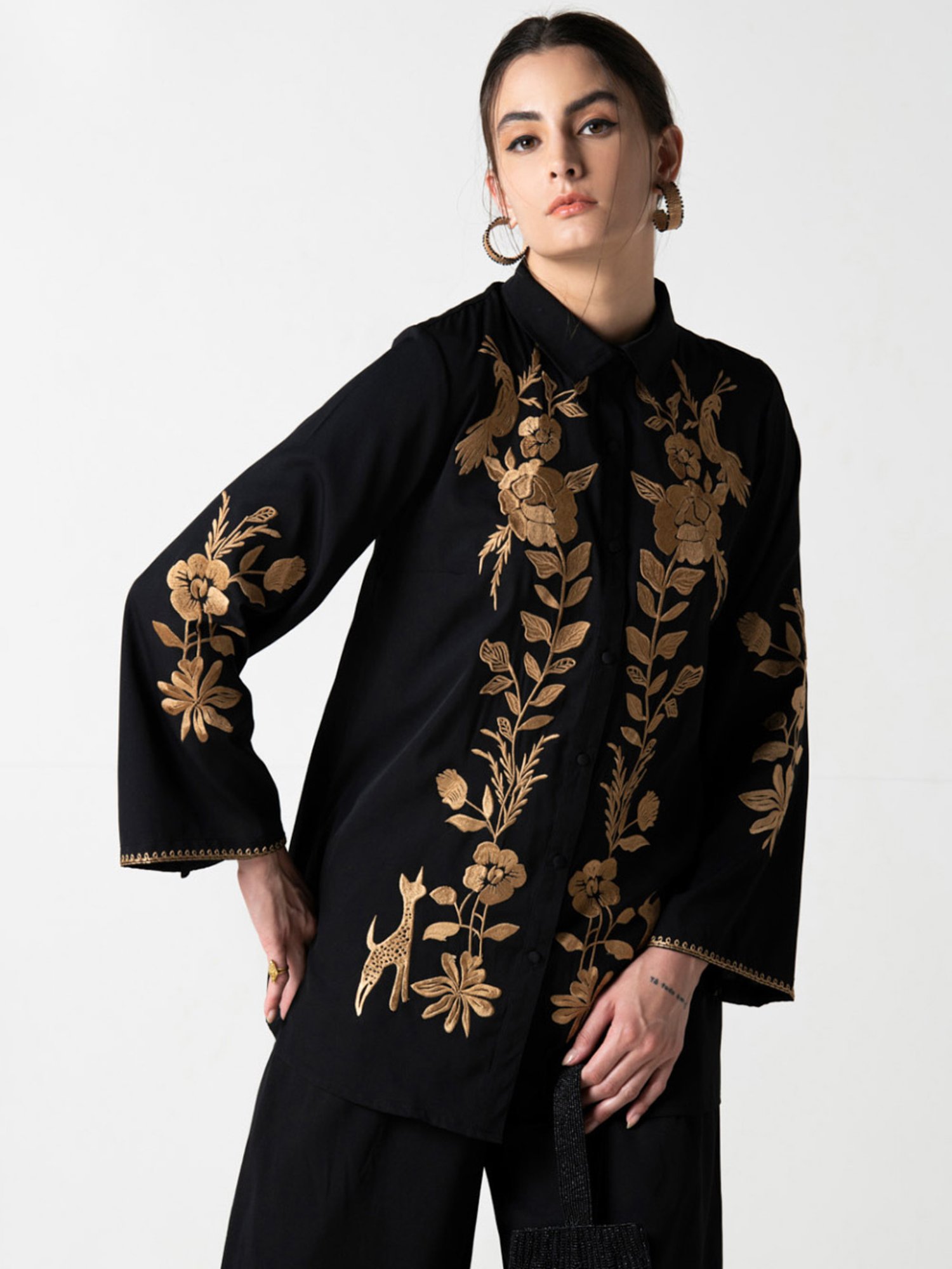 Melon by PlusS Blue Printed Shirt Pant Set