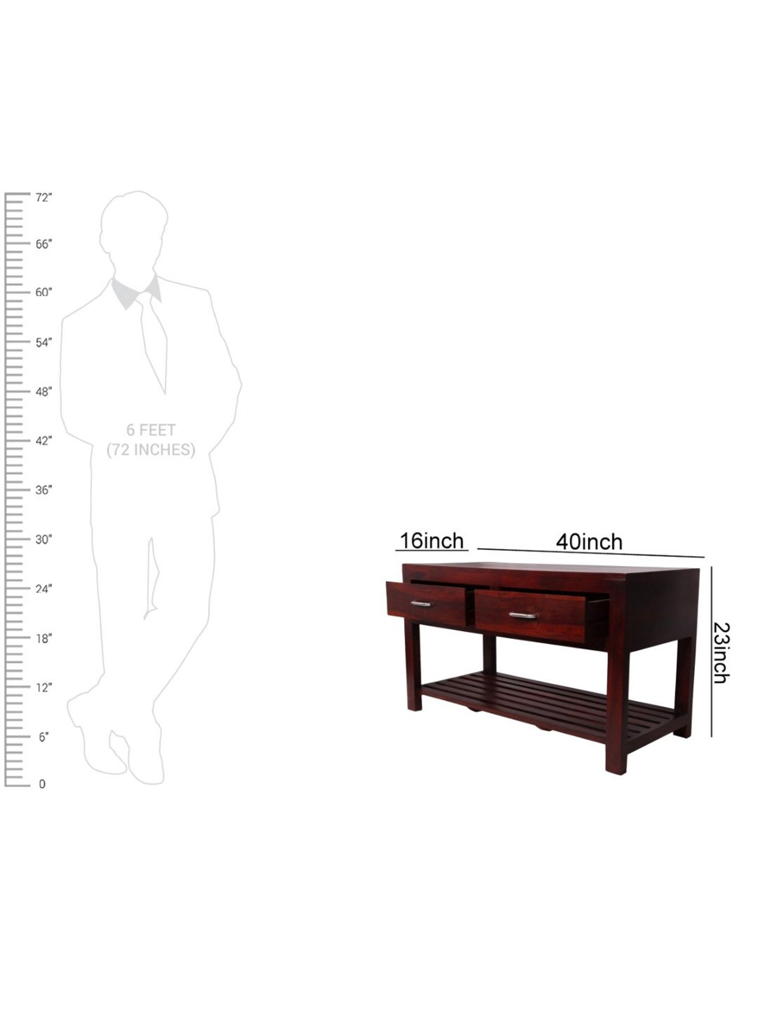 Ikiriya Elder Solid Dark Brown Wood Console Table Dark Walnut Finish