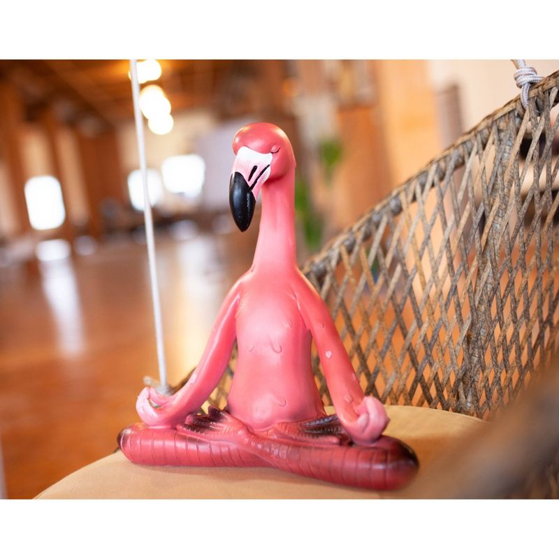Resin Yoga Flamingo in Lotus - Exhart