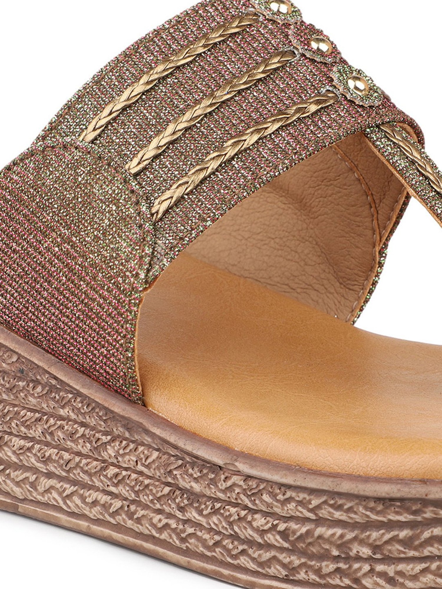 Inc.5 Women's Antique Gold Toe Ring Wedges