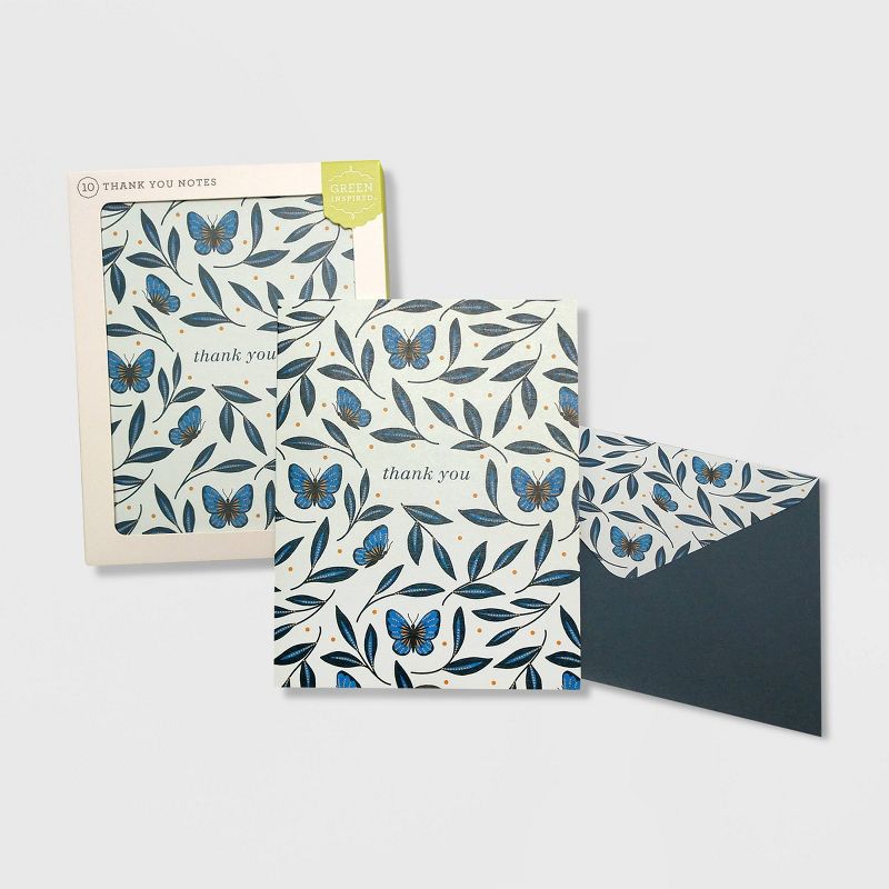 Green Inspired 10ct Butterfly Garden Thank You Cards