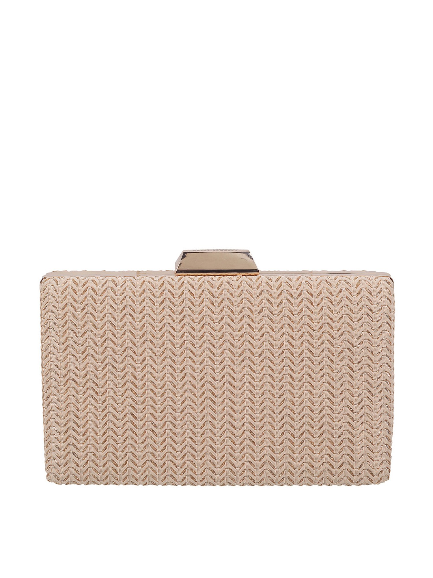 Walkway Golden Synthetic Embroidered Clutch