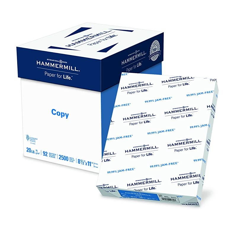 20lb Copy Paper 85 x 11 5 Ream Case 2500 Sheets Made in USA Sustainably Sourced From American Family Tree Farms 92 Bright Acid Free Economical Multipurpose Printer Paper 113600C