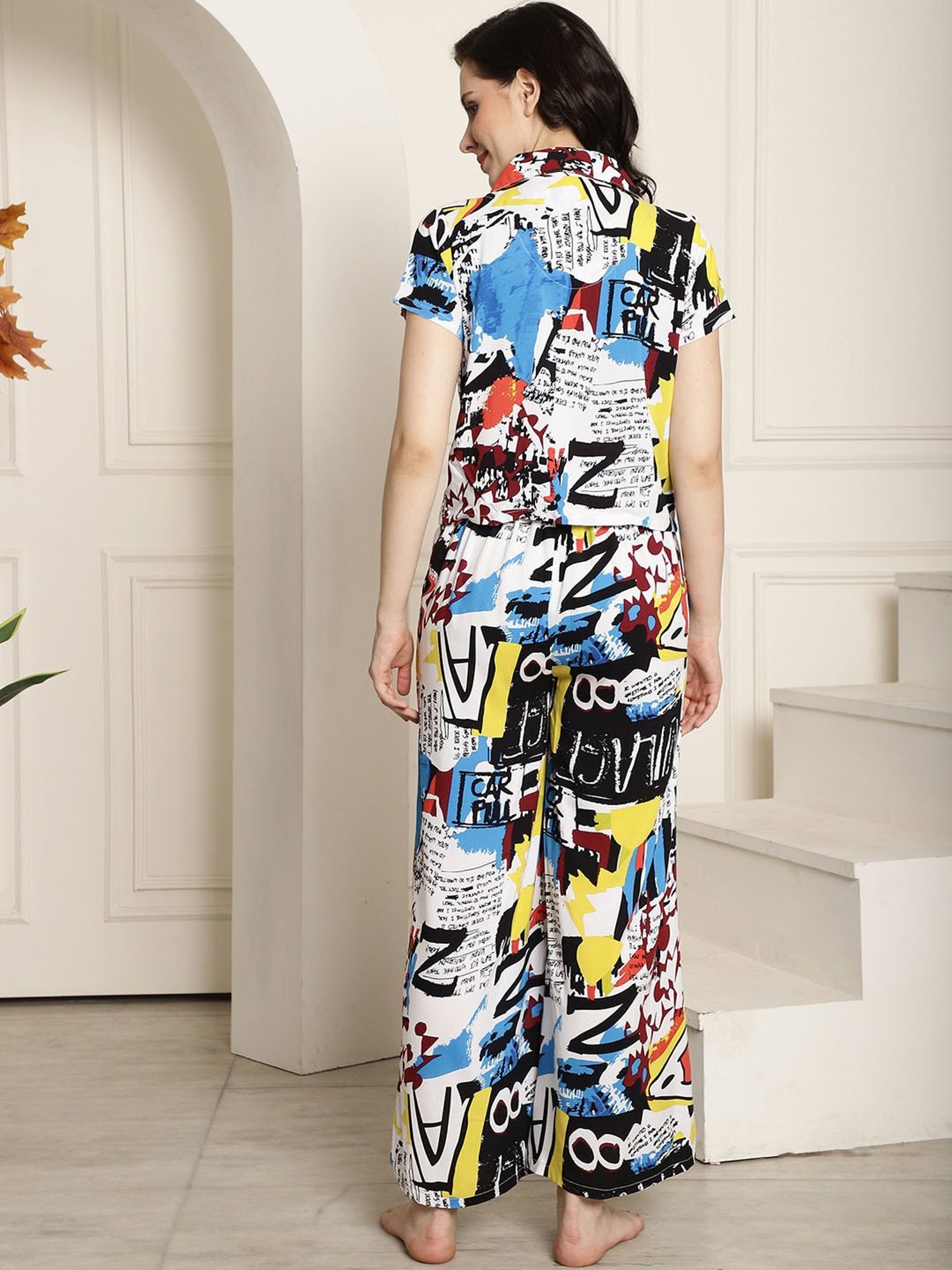 Boston Club Multicolor Printed Top With Pyjamas