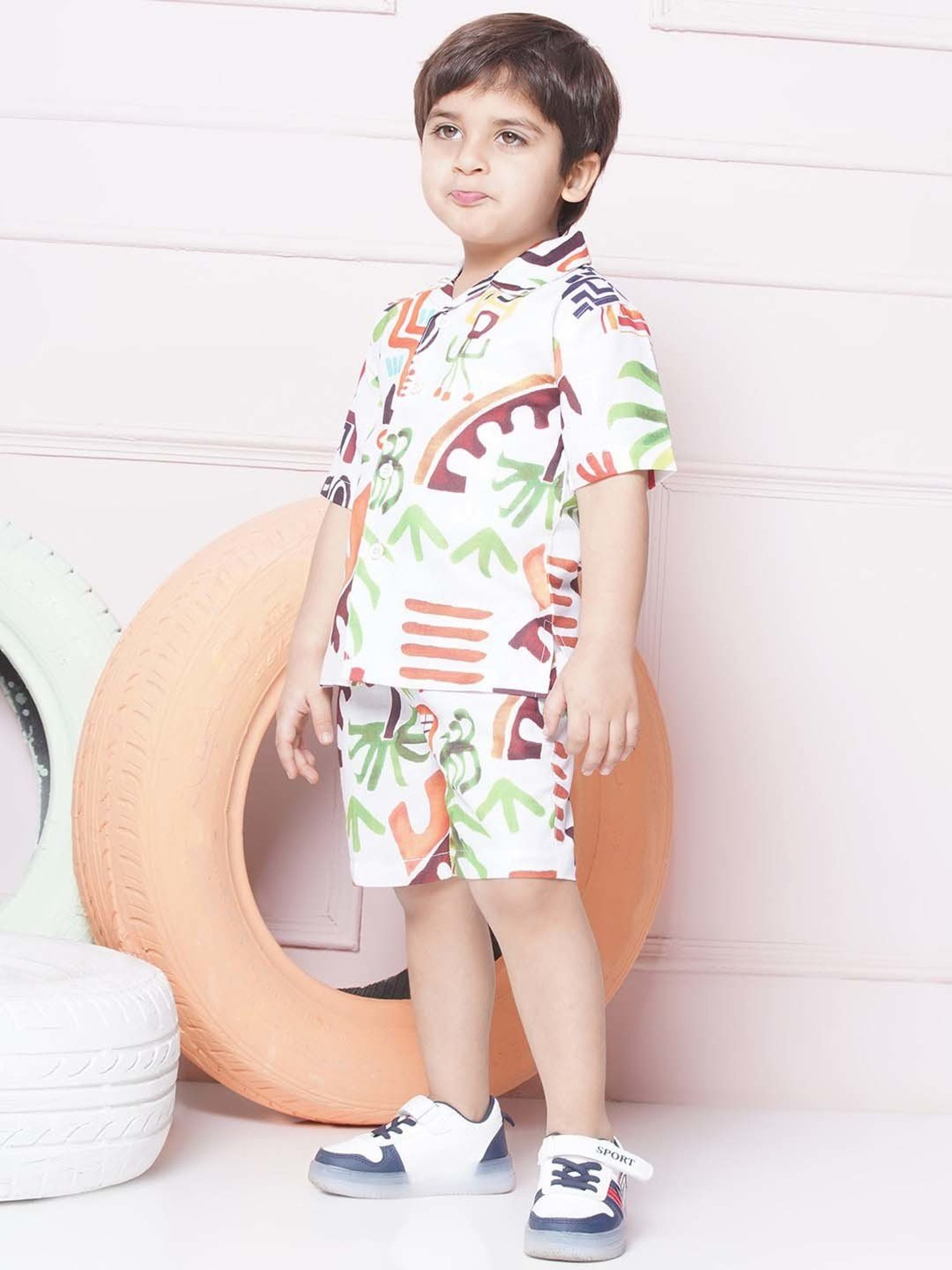 AJ Dezines Kids Multicolor Cotton Printed Shirt Set