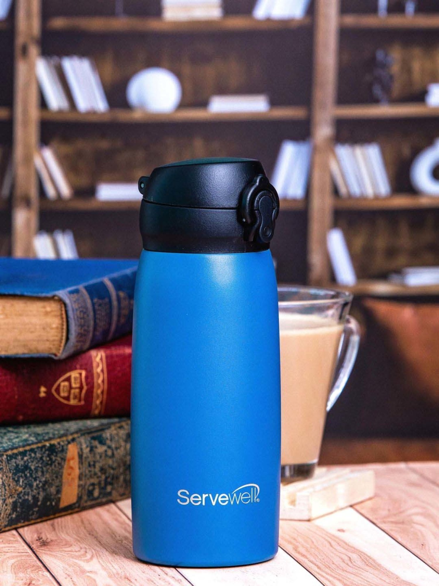 Servewell Imperial Blue Steel Pride Vacuum Bottle (0.415 L)