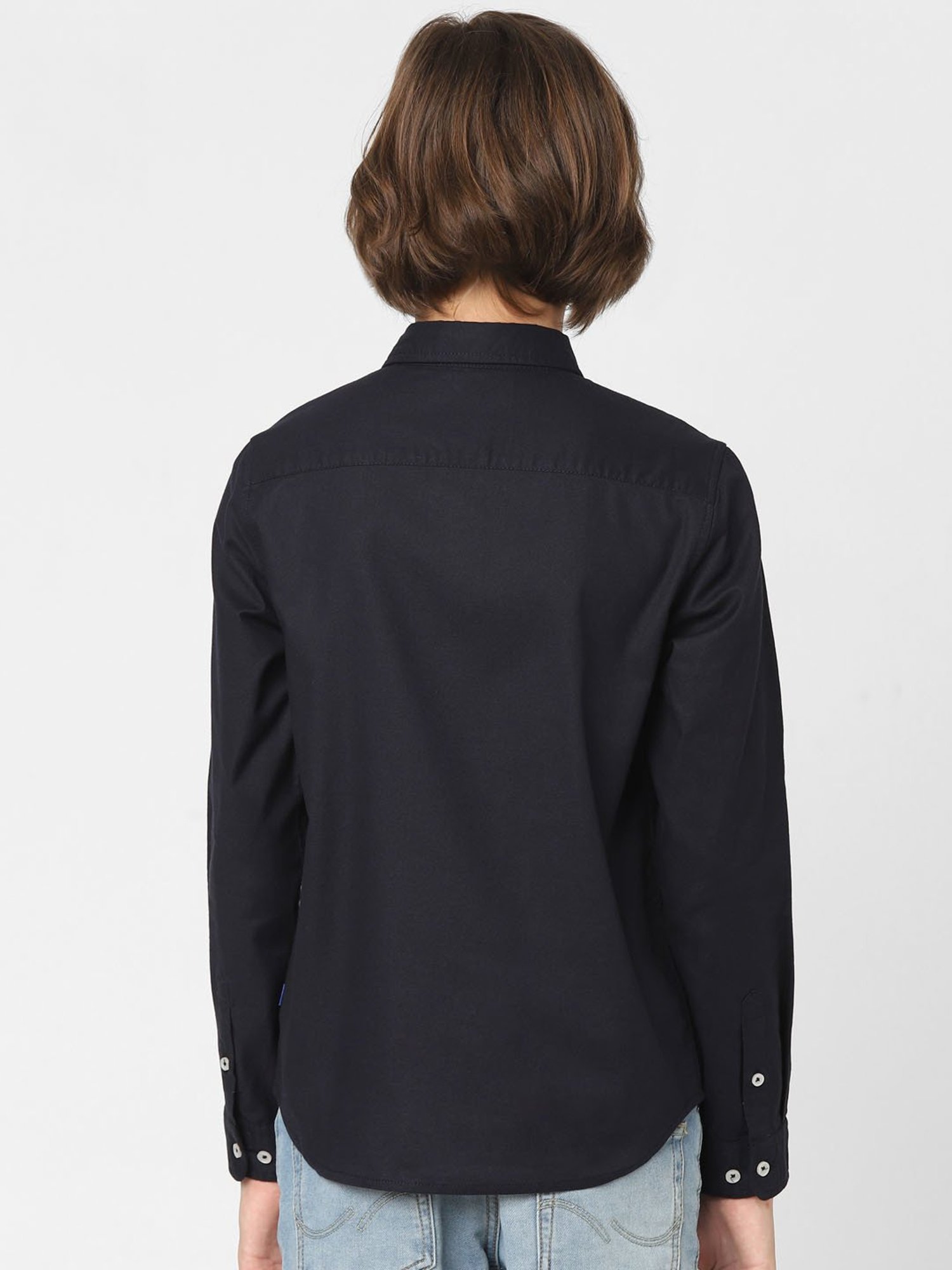 Jack & Jones Junior Black Solid Full Sleeves Shirt