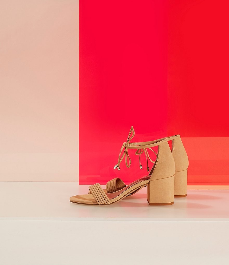 Gianni Bini Rhiaann Suede Ankle Tie Block Heel Sandals