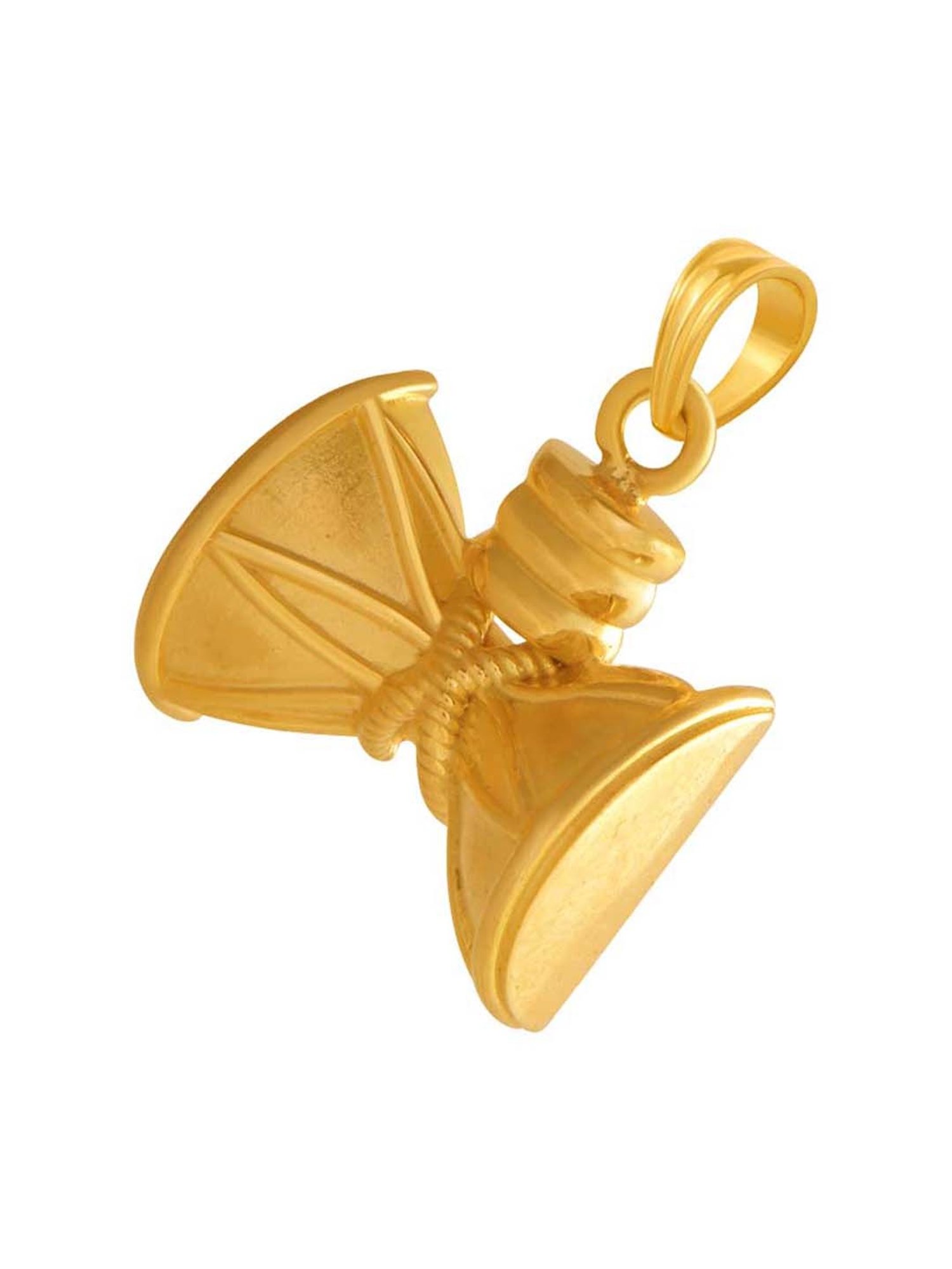 P.C. Chandra Jewellers 14k Yellow Gold Dumru Designed Pendant for Women & Girls