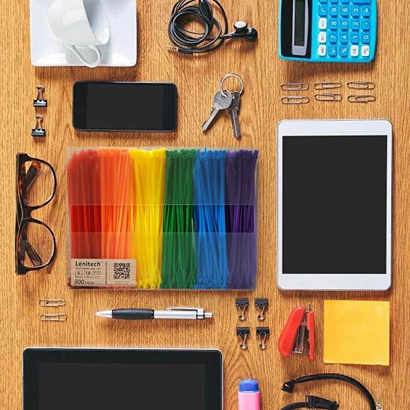 6 Inches 300 Pcs MultiPurpose Cable Ties Assorted Colored