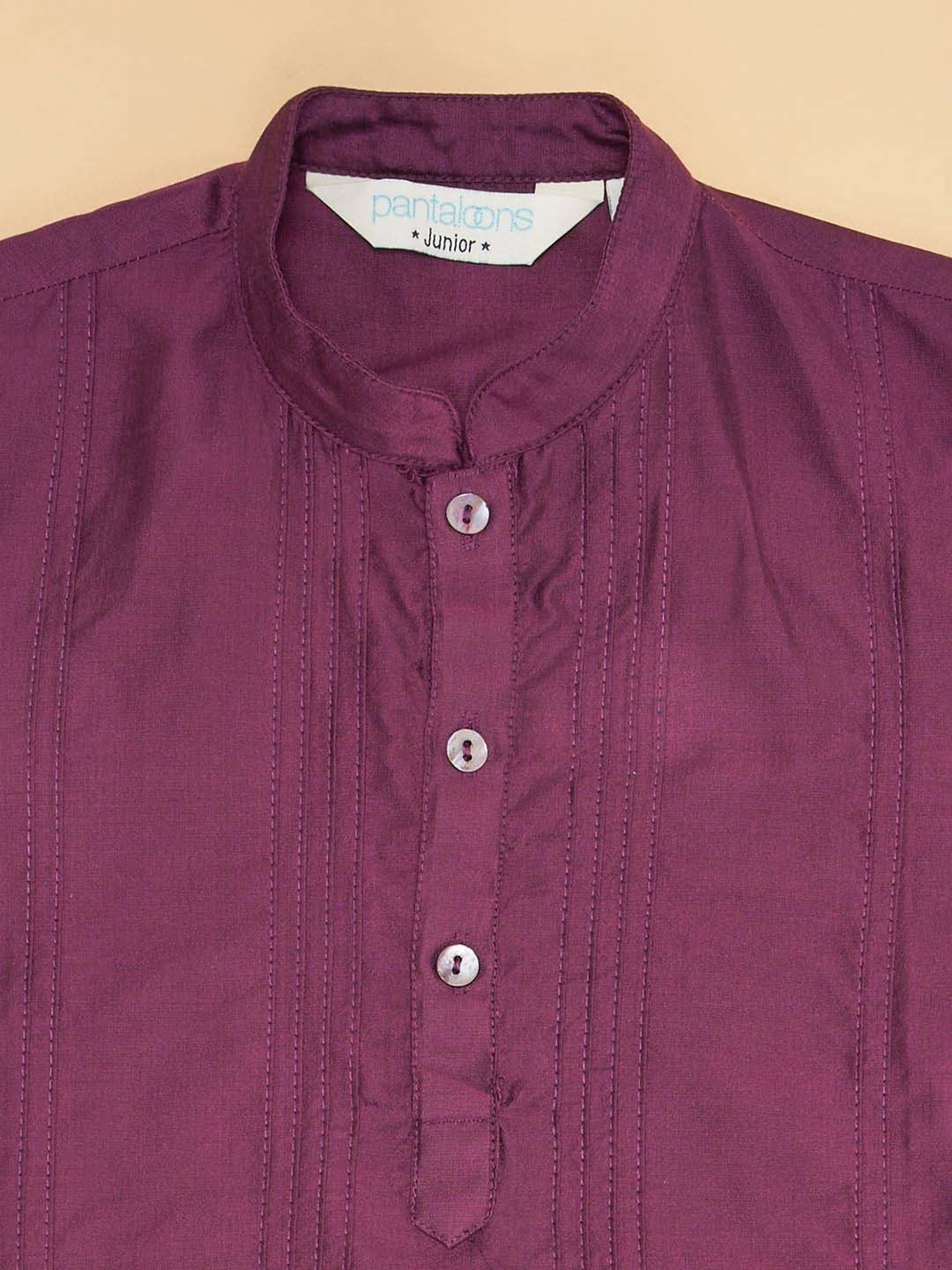 Indus Route by Pantaloons Kids Purple & White Cotton Embroidered Full Sleeves Kurta Set