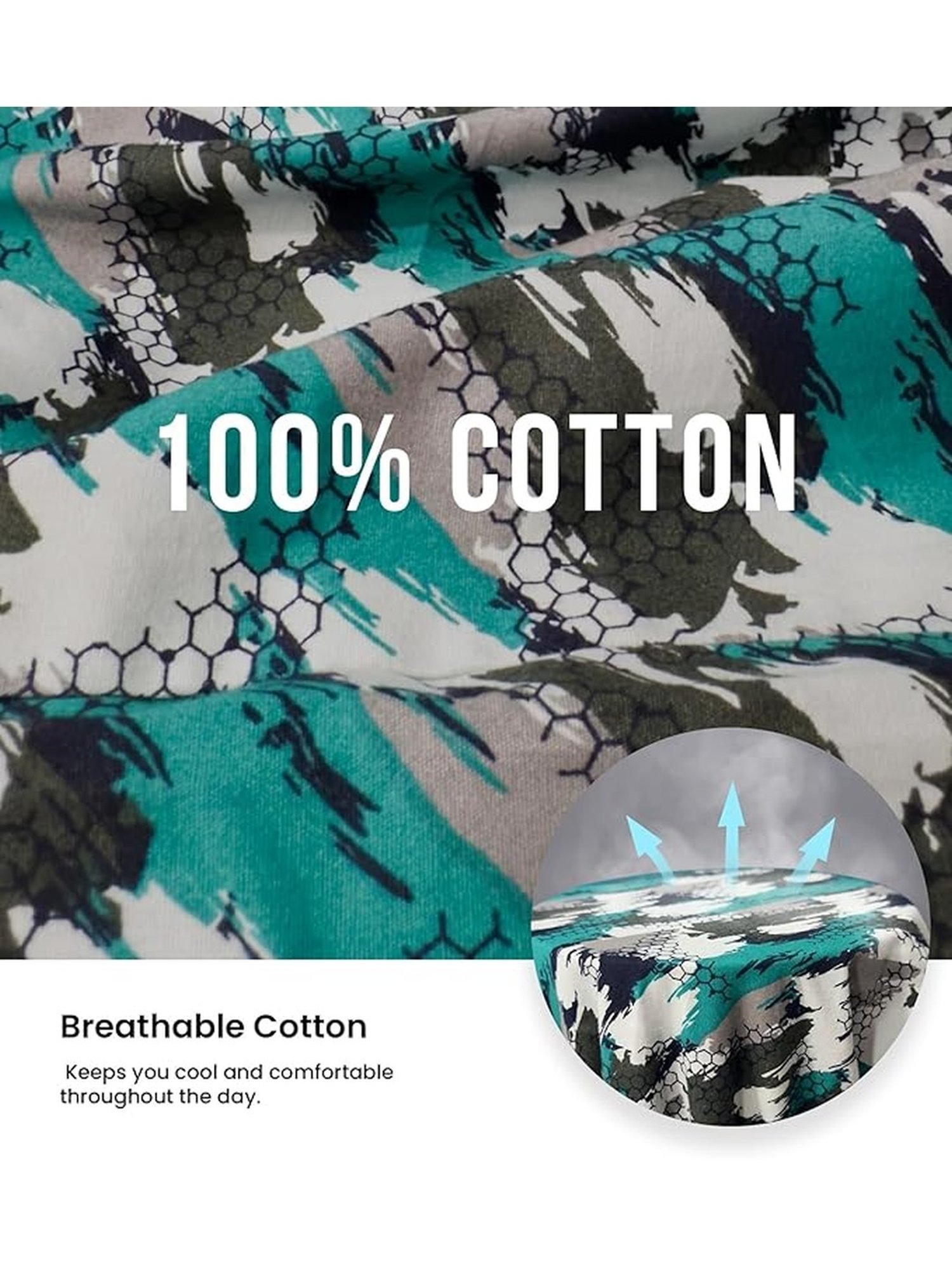 Freecultr Mesh Aqua Cotton Regular Fit Printed Lounge Shorts