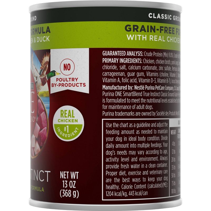 Purina ONE SmartBlend True Instinct Grain Free Classic Ground Wet Dog Food with Real Chicken & Duck - 13oz